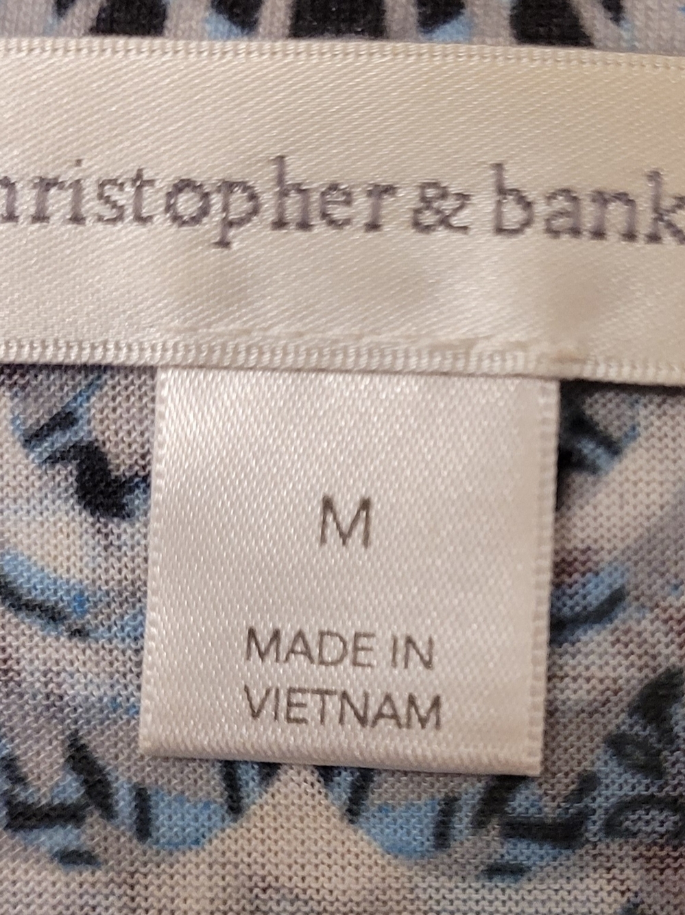 Christopher & Banks Blue, Black &  White Paisley Top Sz. Med - Picture 3 of 10
